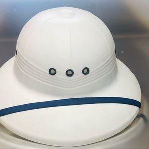 Retired USPS plastic pith hat with strap and liner